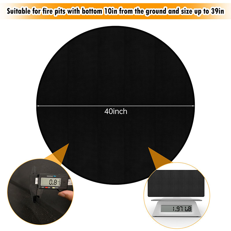 Outdoor Reusable 36 inch Fire Pit Mat Oil-Proof Waterproof BBQ Pad Round Fireproof Under Grill Mat for Solo Stove Bonfire