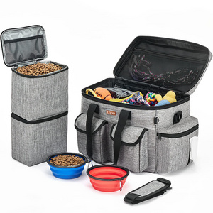 Custom Portable Airline Approved Dog Accessories Organizer Dog Cat Food Storage Containers Travel Pet Tote Bag