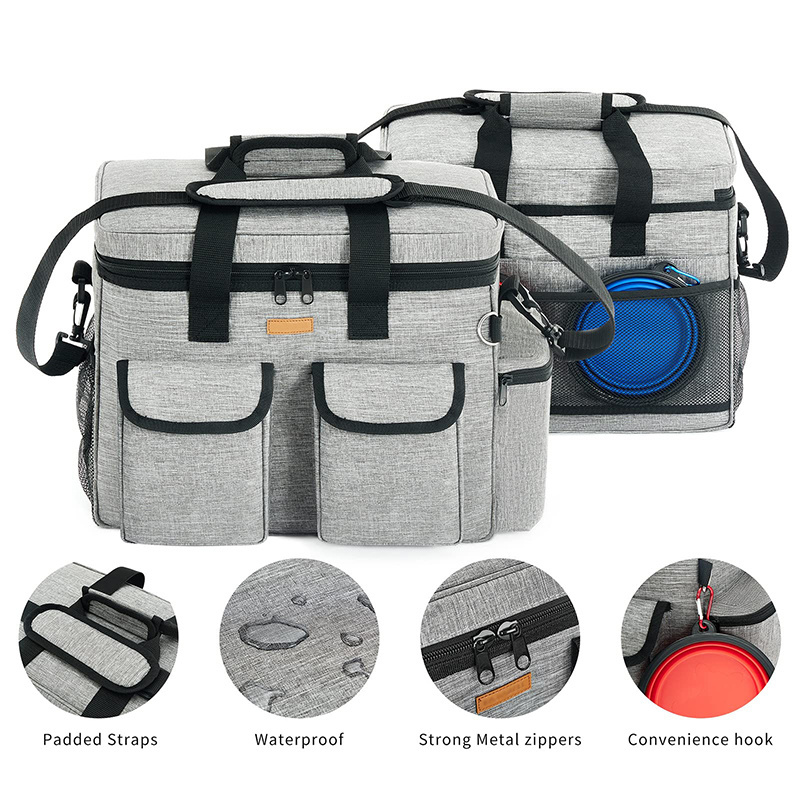 Custom Portable Airline Approved Dog Accessories Organizer Dog Cat Food Storage Containers Travel Pet Tote Bag