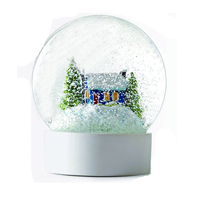 Personalized Winter House Nativity Glass Water Snow Globe with Glitter