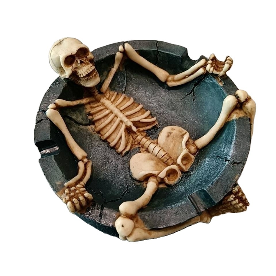 Custom Resin Skull Ashtrays for Spooky Skeleton Halloween Decorations Medieval Art Figurines & Gothic Home Decor As Scary Gifts