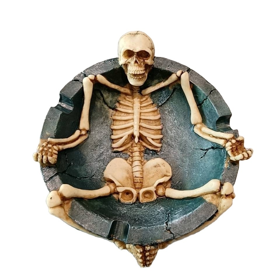 Custom Resin Skull Ashtrays for Spooky Skeleton Halloween Decorations Medieval Art Figurines & Gothic Home Decor As Scary Gifts