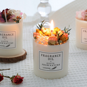 Home Decor Handmade Real Dried Flowers Decor Scented Candles Creative Romantic Aromatherapy Candles