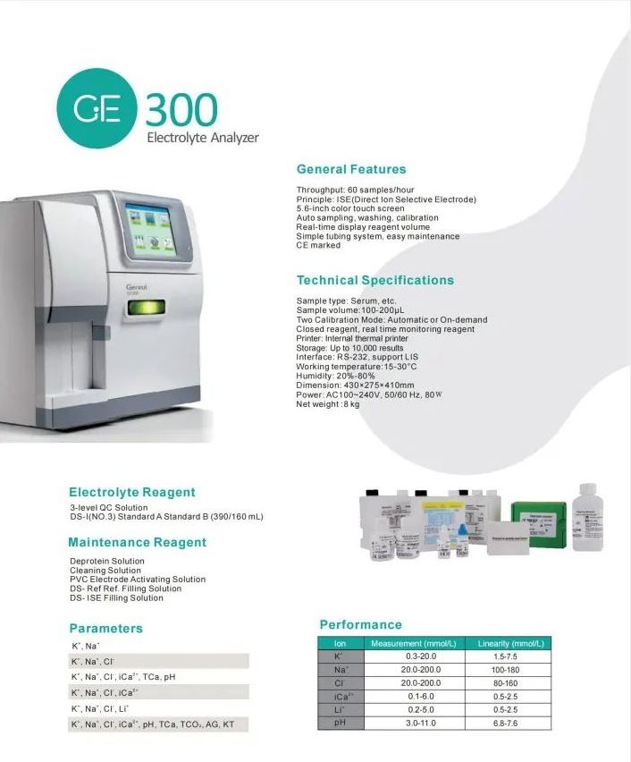 Genrui GE300 Clinical Analytical Instruments Blood Gas Testing Machine Electrolyte Analyzer