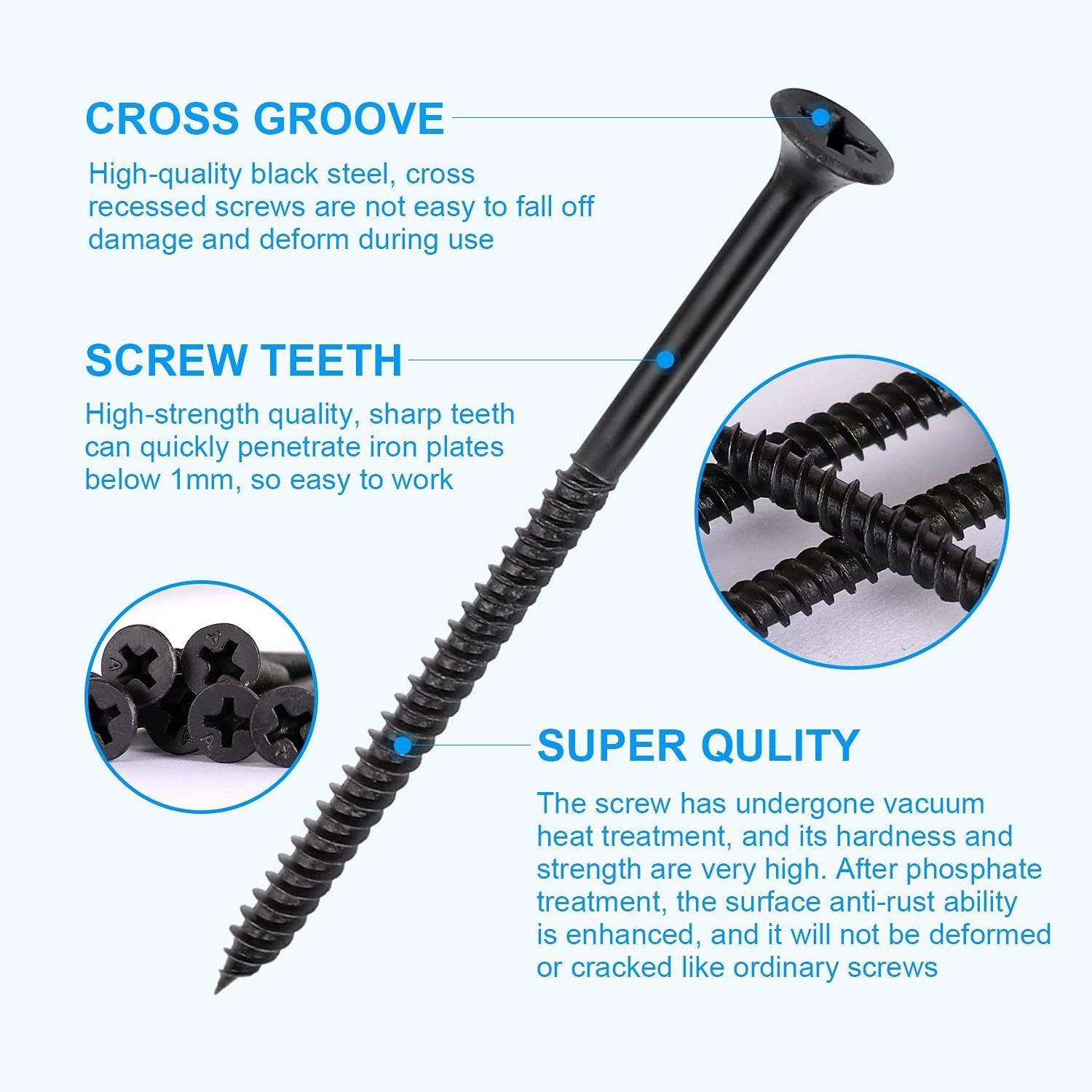 Drywall Screw Black Self Tapping Nail Button Head Self-Tapping Screw