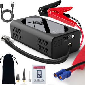 Powerful 1000A peak jump starter with air pump, 12V portable 10000mAh lithium car power bank battery booster with tire inflator