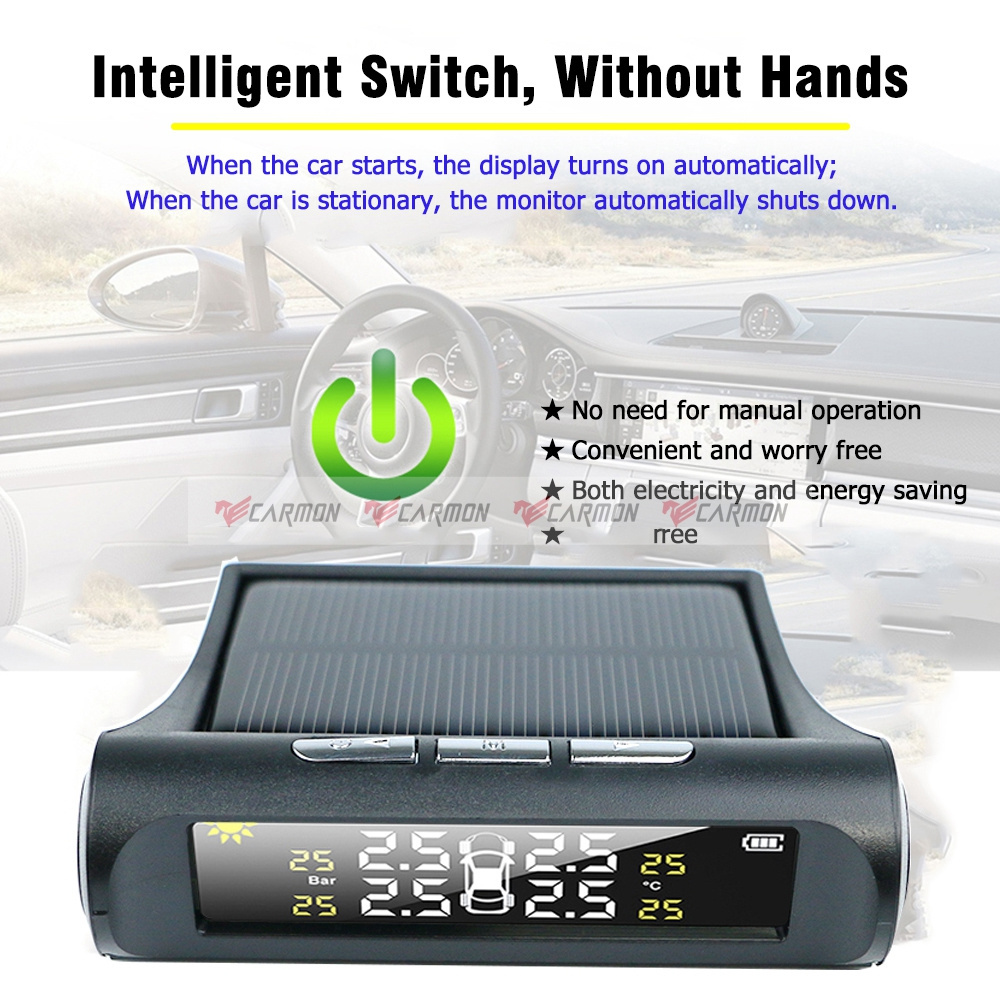 LCD Display Tire Pressure Monitoring System Wireless Solar Power TPMS Auto Security Alarm Systems Tyre Pressure Monitor