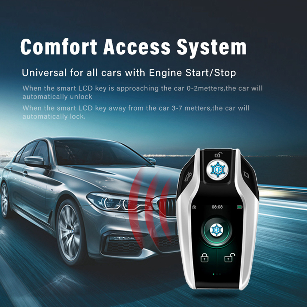 For BMW Style Wireless Comfort Access Key Entry Universal Modified Smart Remote LCD Key with Multi-language