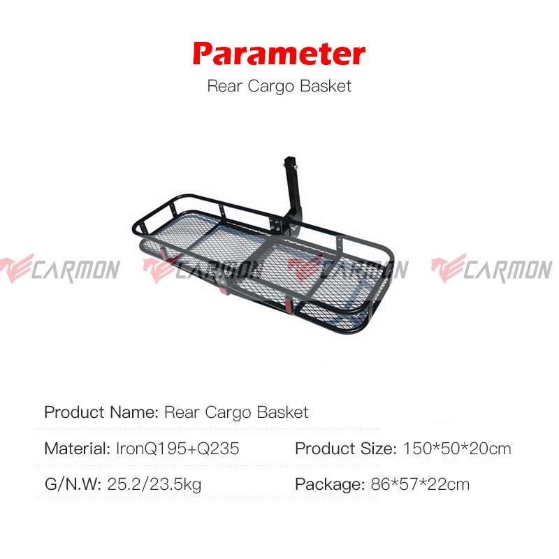 Foldable Hitch Car Rear Cargo Basket Carrier 230KG Luggage Rack Back Trailer For SUV Truck