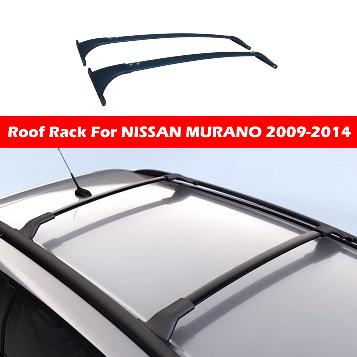 Cross Bar Holder Aluminum Alloy Screw on Roof Top Racks Rail Luggage Crossbar for NISSAN MURANO 2009-2014