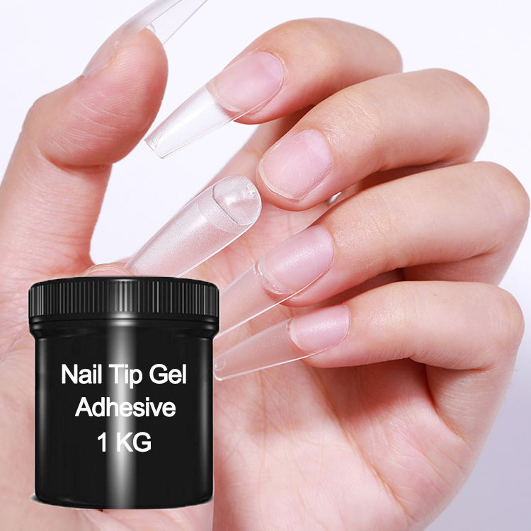 Professional Strong Sticky Solid Hard UV Nail Adhesive Glue 1kg Colorful Solid Nail Tip gel Bulk for Press on Nails