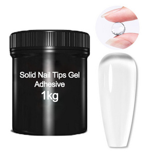 Professional Strong Sticky Solid Hard UV Nail Adhesive Glue 1kg Colorful Solid Nail Tip gel Bulk for Press on Nails