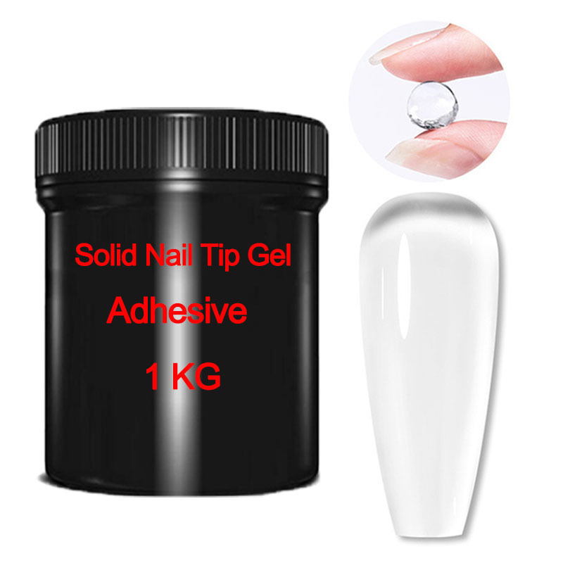 Professional Strong Sticky Solid Hard UV Nail Adhesive Glue 1kg Colorful Solid Nail Tip gel Bulk for Press on Nails