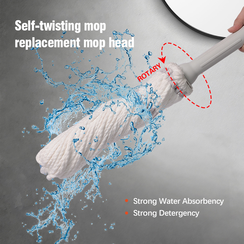 Household lazy cleaning cotton yarn wringing mop dry and wet wringing mop with telescopic stainless steel rod