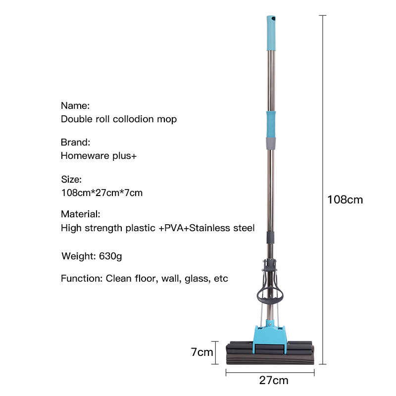 2023 Top Ranking Floor Cleaning Stainless Steel Rod PVA Sponge Mop handle pva sponge mop for home cleaning trapeador