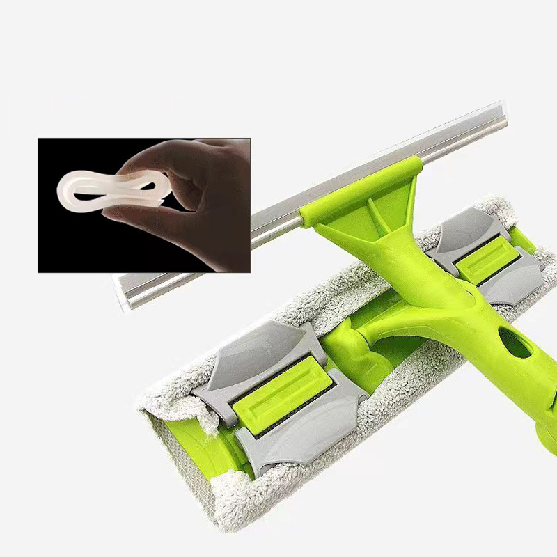 2023 New Household Window Cleaning Tool Three in One TPR Window Scraper Multifunctional Microfiber Wiper with Squeegee