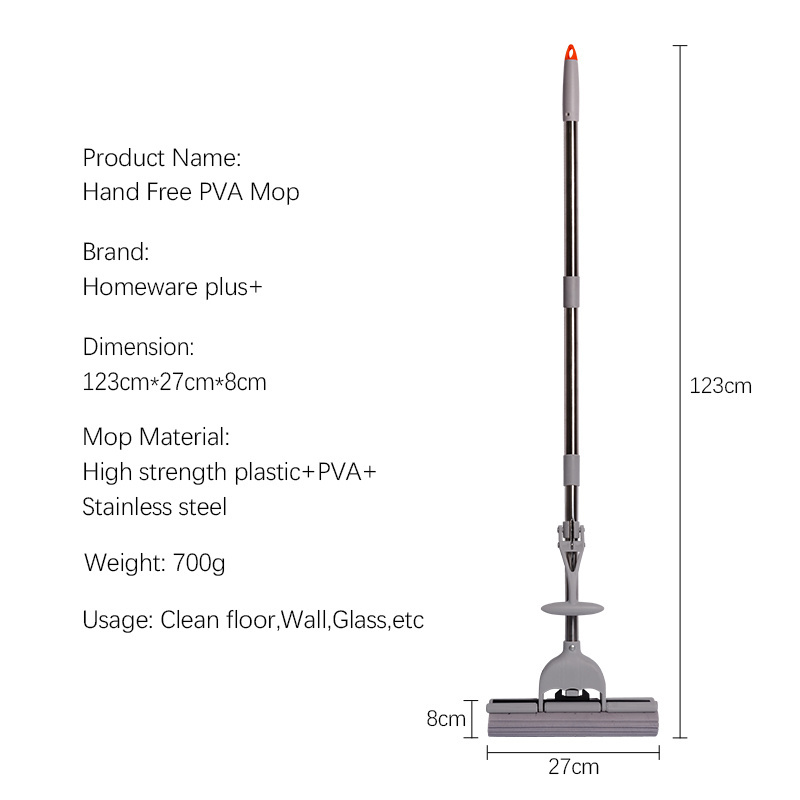 The manufacturer directly sells telescopic iron rods Cleaning magic PVA sponge mop with replaceable head