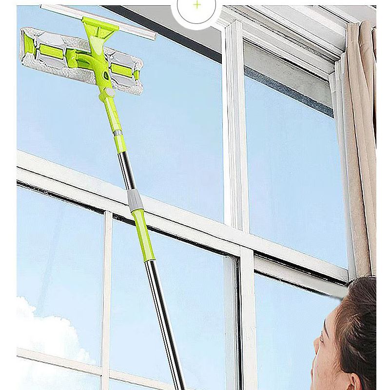 2023 New Household Window Cleaning Tool Three in One TPR Window Scraper Multifunctional Microfiber Wiper with Squeegee