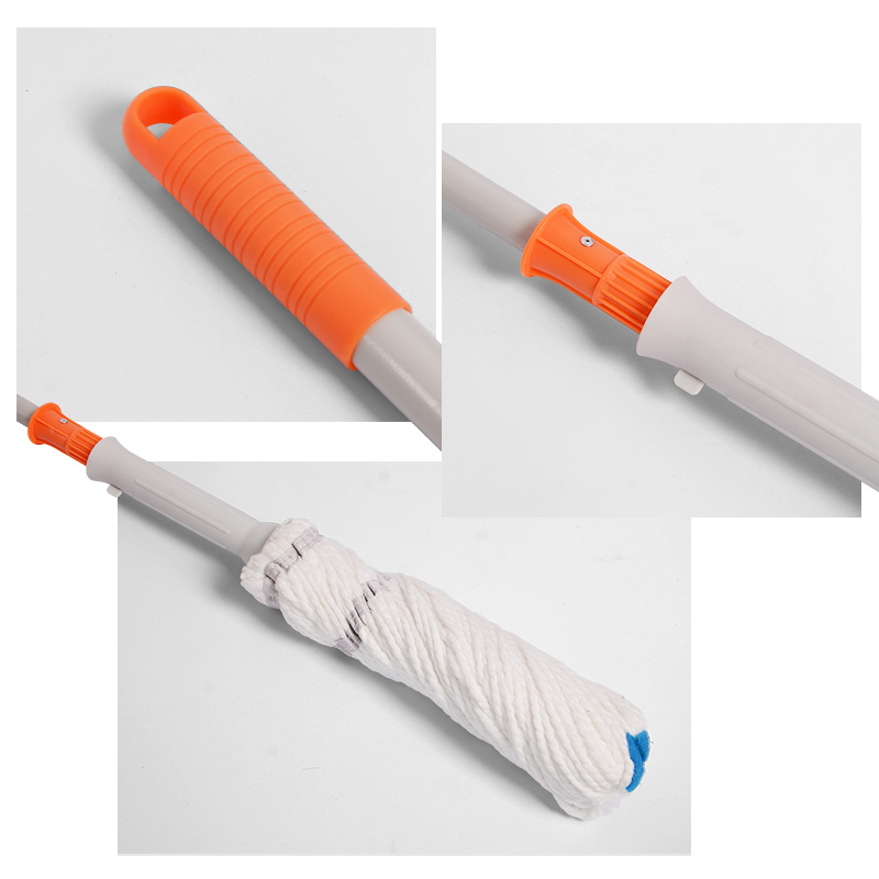 Household lazy cleaning cotton yarn wringing mop dry and wet wringing mop with telescopic stainless steel rod