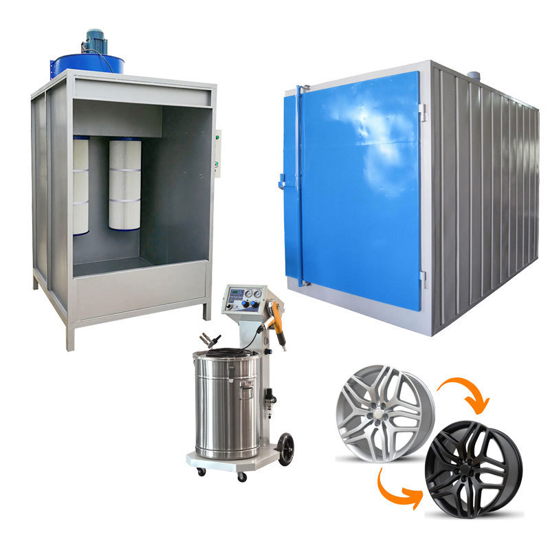 Manual Powder Coating Booth With Powder Coating Machine and Powder  curing oven