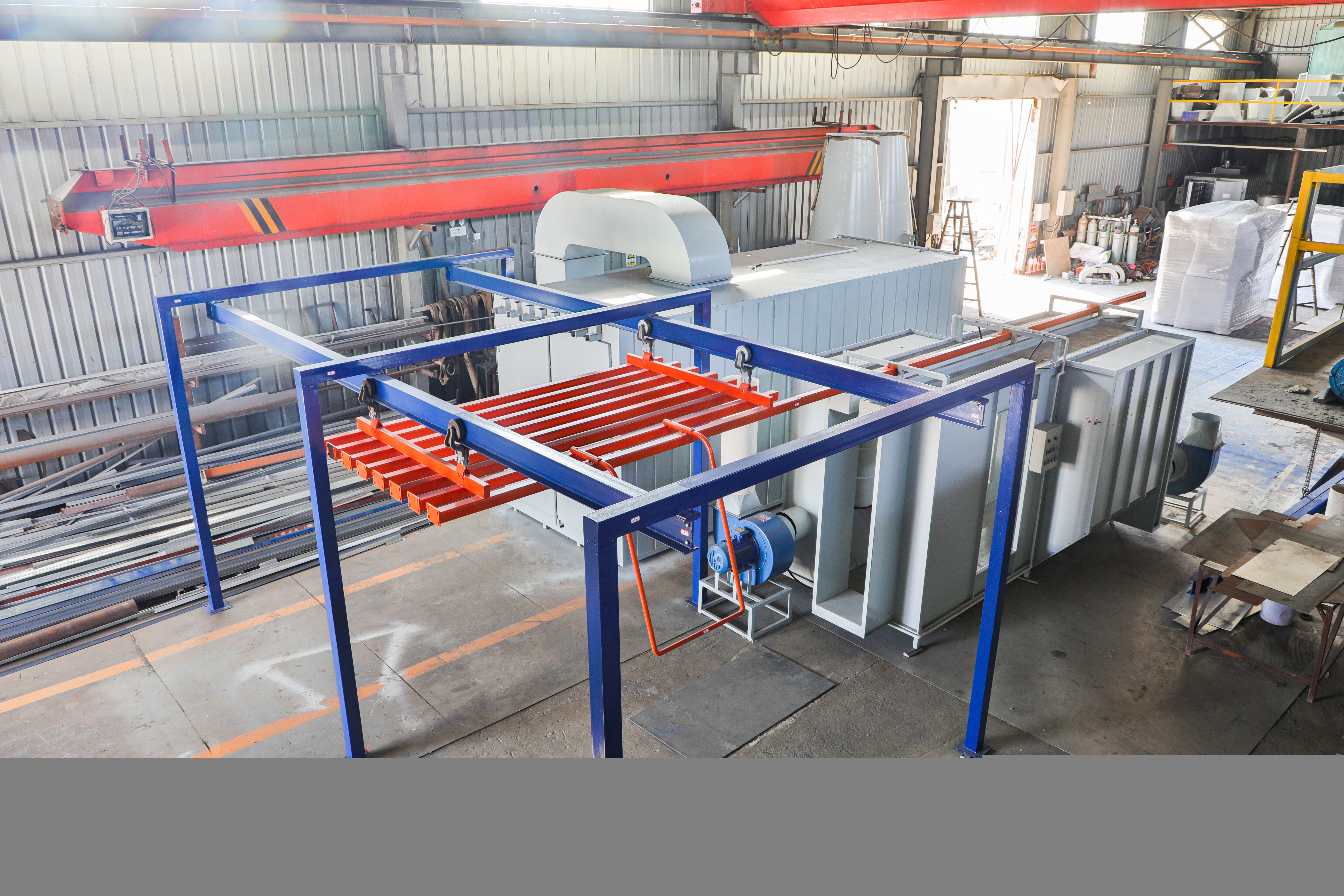 Economic Batch Manual Powder Coating Line with Rails Paint Line Turn-key Complete Powder Coating Plant for Aluminum Profiles