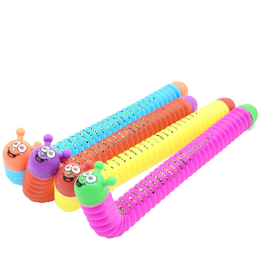 LED Plastic Pop Tubes Sensory Colorful Stretch Decompression Pipe Toys Fidget Pop Tube  Slug Toys For Kids