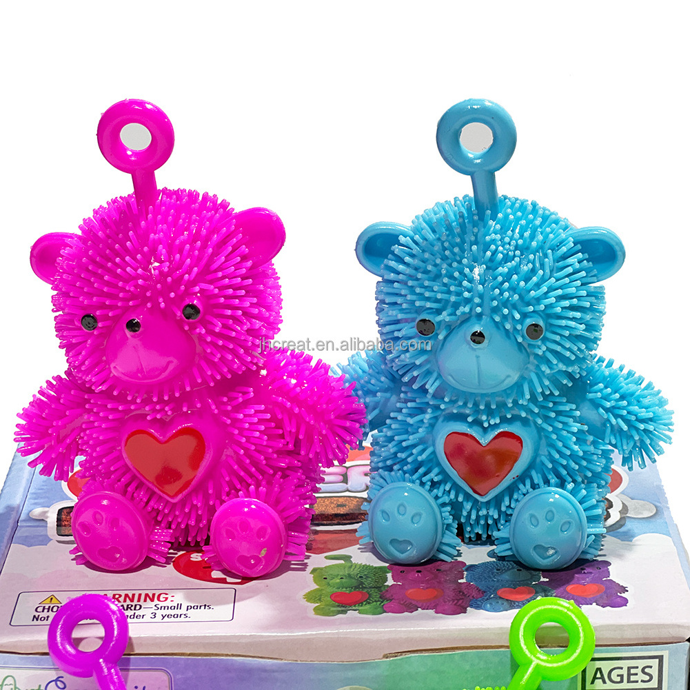 Valentine's Day Squishy Toy Factory Direct Sales Fidget Soft Light Up Bear A Stress Relief Toys Puffer Ball For Kids