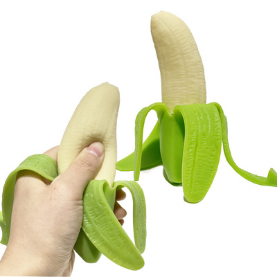 CXL TPR Simulation Banana Squeeze Stress Toys Promotional Stretchy Green Banana Anti Stress Relief Ball