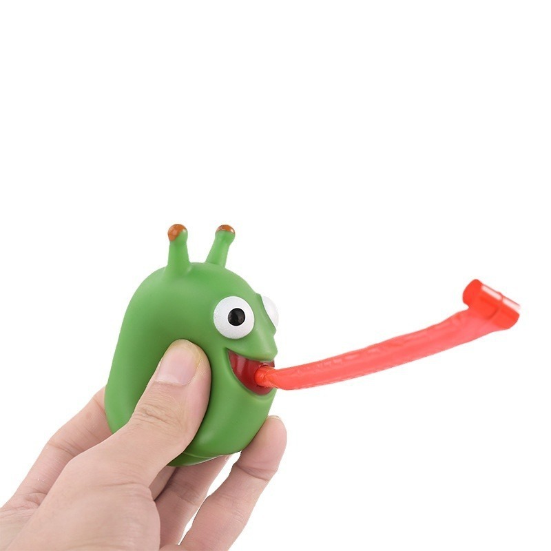 Hot Selling Wholesale Tongue Rolling Sound PVC Frog Dinosaur Worm Slug Squeeze Kids Toys Spoof Tinker Rolling Stress Relief Toy