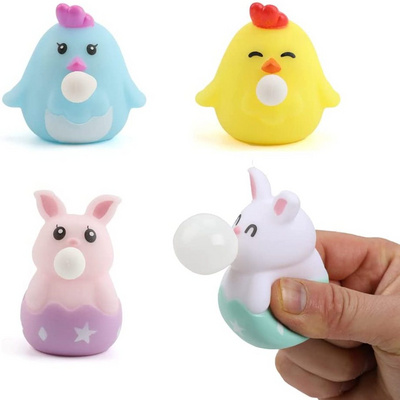 2022 Easter Fidget Decompression Toy Bubble Soft Squishy Squeeze Toy For Stress Relief Rabbit Chicken Bubble Toys