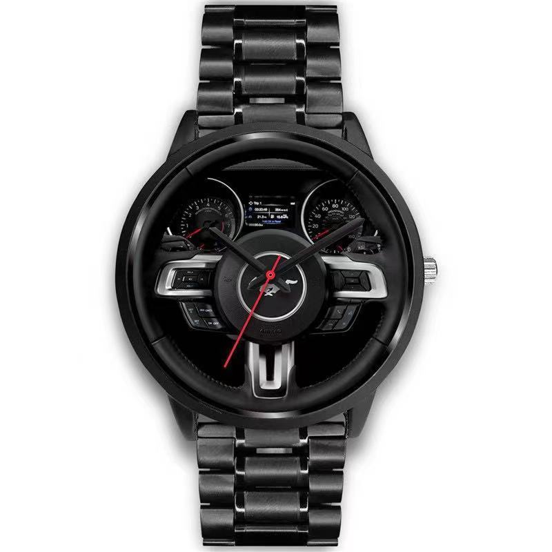 2024 New Luxury Men Metal Custom Car Steering Wheel Speedometer Stainless Steel Band Car Wheel Quartz Watch