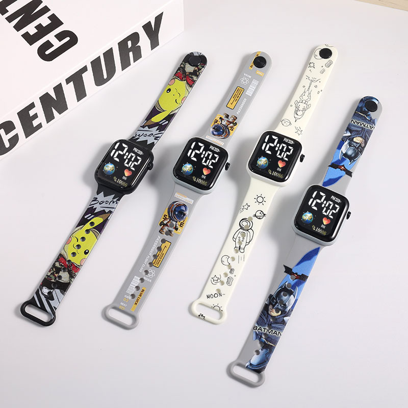 JHD Cartoon Printing TPU Strap LED  Wrist Watch for kids and Adults Digital Watch