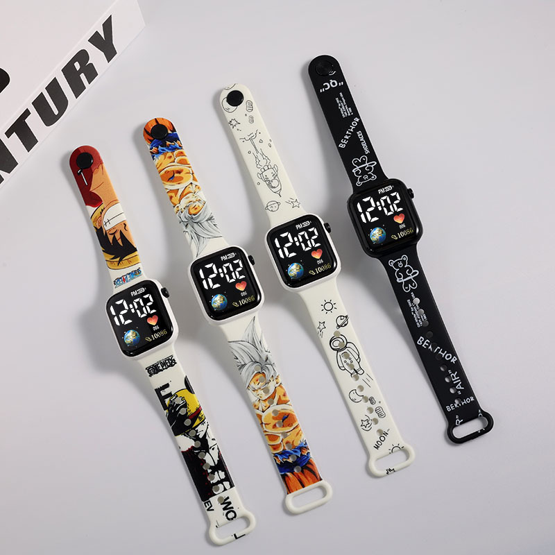 JHD Cartoon Printing TPU Strap LED  Wrist Watch for kids and Adults Digital Watch