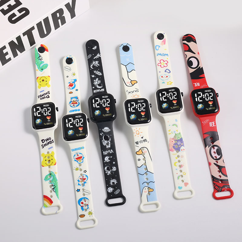 JHD Cartoon Printing TPU Strap LED  Wrist Watch for kids and Adults Digital Watch