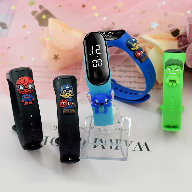 Child Watch 2023 One Dollar Animals Led Watch Spiderman Stitch Bracelet kidz Children mi Touchscreen new Cartoon Doll Kids Watch