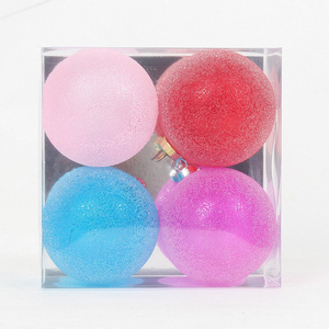 2024 New Christmas glass beads crystal clear small colored ball Christmas tree decoration plastic Christmas ball 8CM