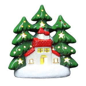 2024 new Christmas ceramic ornaments, LED lights Christmas tree modeling ceramic ornaments, home decoration ceramic ornaments