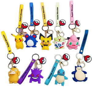 Custom wholesale new cute japan cartoon figure 3D soft pvc anime pendant doll  Silicone Rubber Keyring for holiday gifts