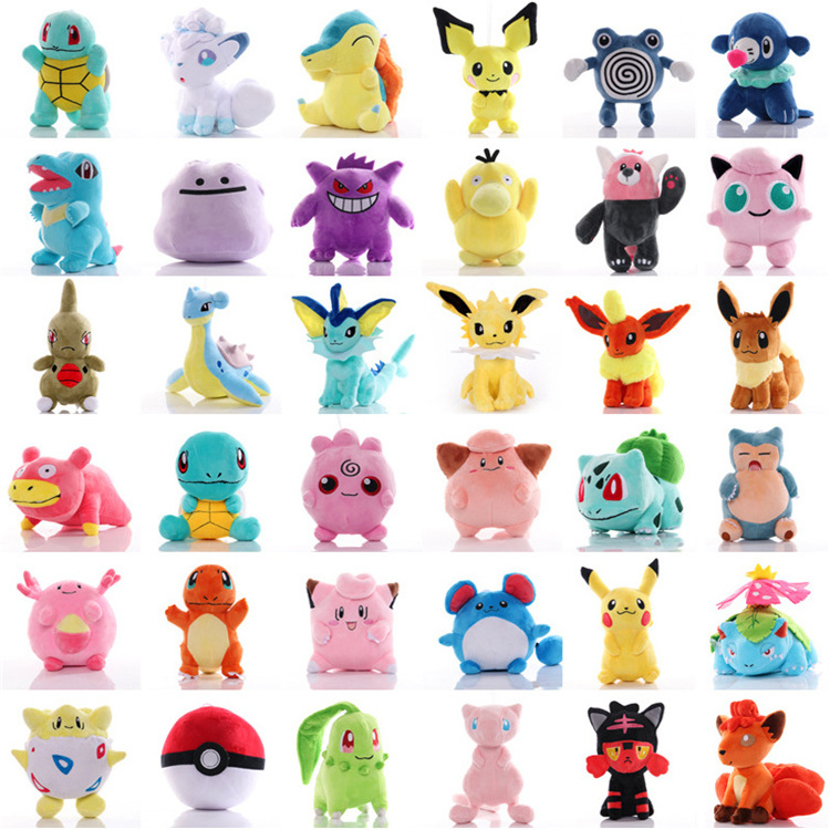 Cheap wholesale pokemoned plush toys 8 inches 100 models kawaii soft doll for claw machine kids toy