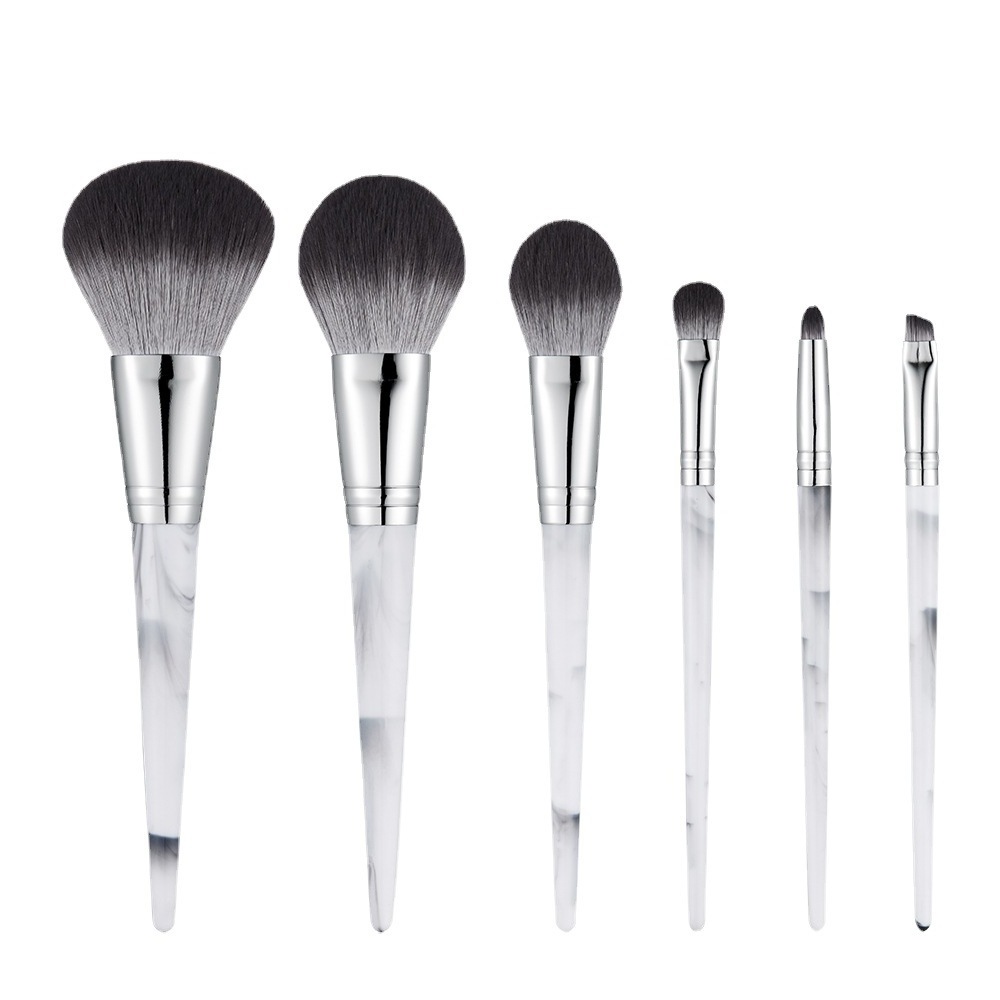 6Pcs Marble makeup brushes powder blusher contour brush makeup brush set foundation concealer eyeshadow lip high makeup set