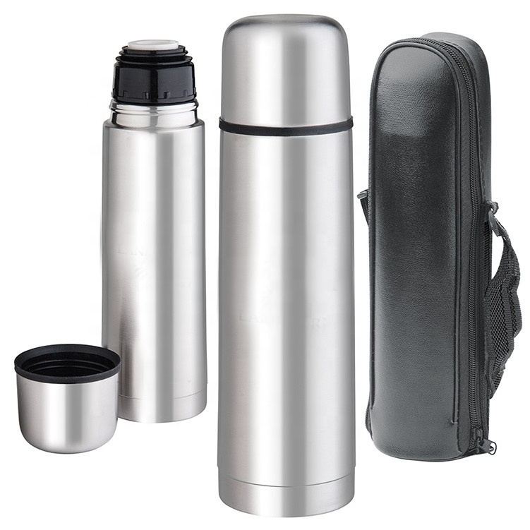 350ml double wall 18 8 stainless steel vacuum flask with leather case,water bottle,vacuum cup