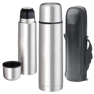 350ml double wall 18 8 stainless steel vacuum flask with leather case,water bottle,vacuum cup