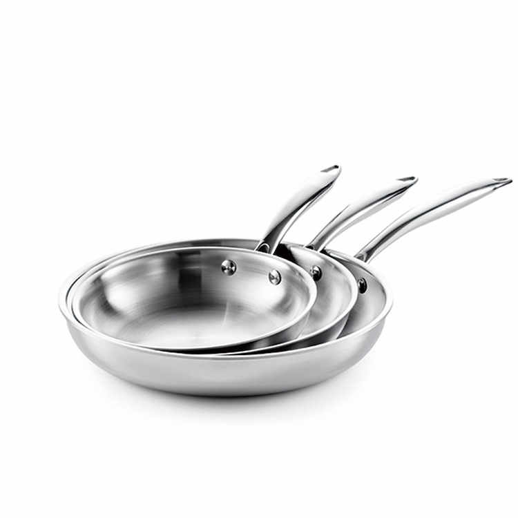 Dishwasher Safe  PFOA free Gas Stovetop  Wok Pan  deep 5 ply stainless steel frying pan