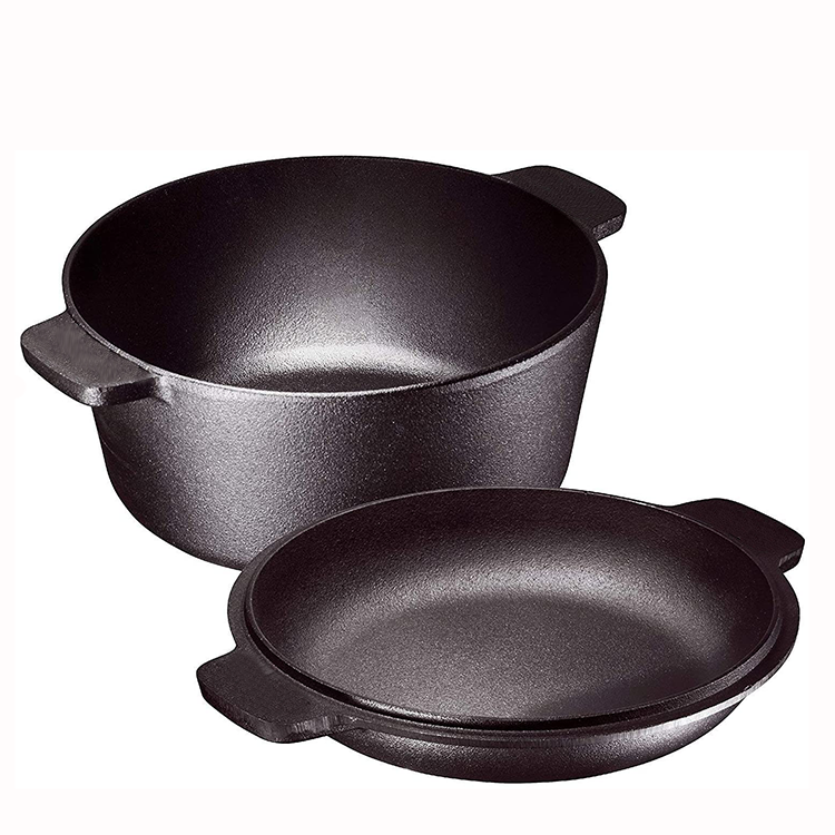 2 In 1   pre- seasoned cast iron frying pan