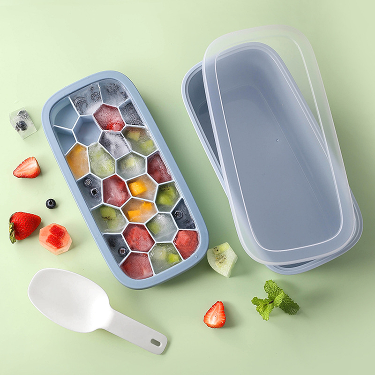 silicone ice cube tray with lid container scoop