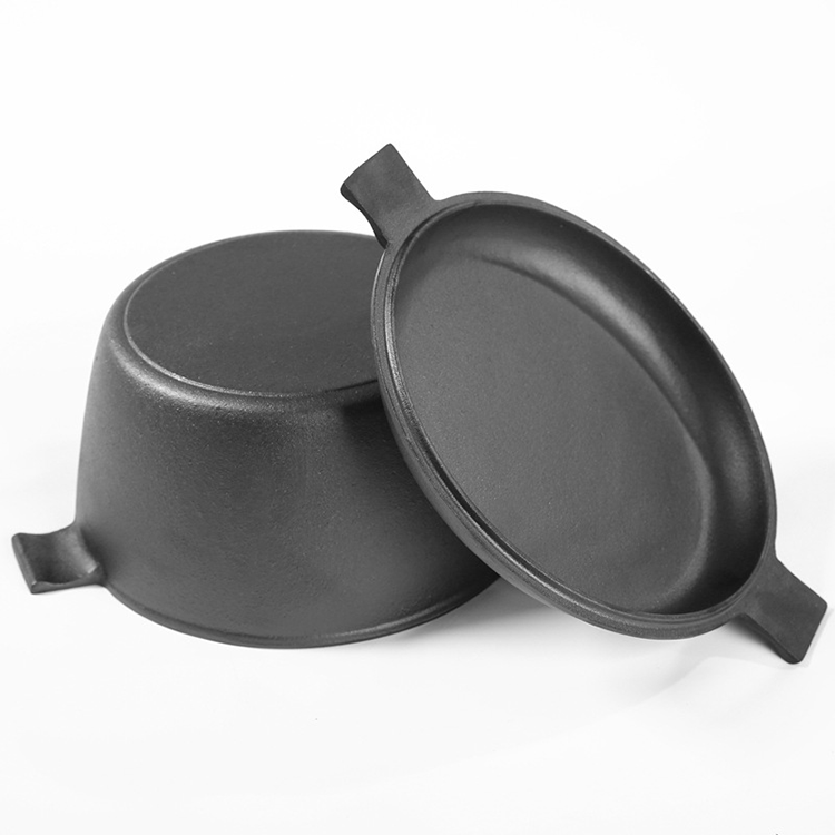 2 In 1   pre- seasoned cast iron frying pan