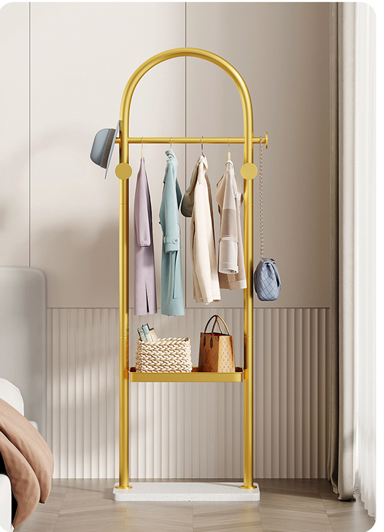 Heavy Duty  Gold Coat  Standing gold clothing racks for boutique Office