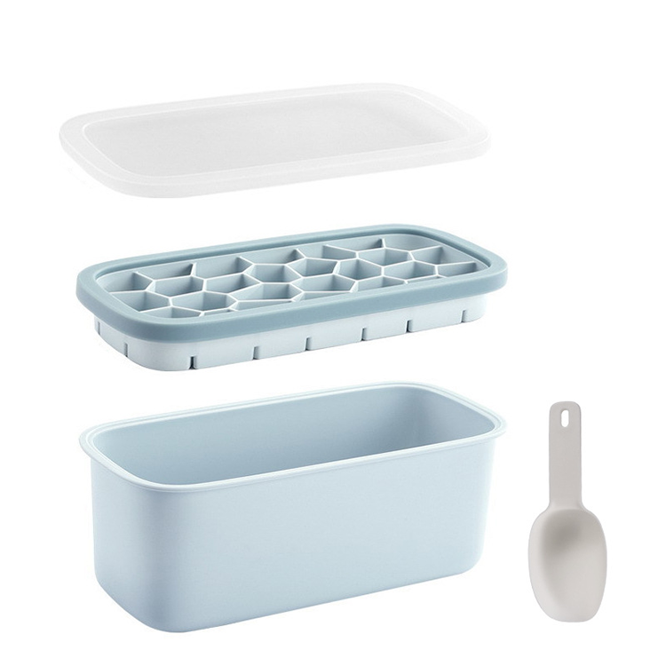 silicone ice cube tray with lid container scoop