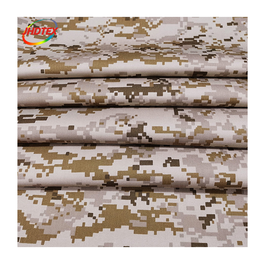 JHDTEX poly cotton tc 65 35 or 80 20 desert ripstop camo saudi camouflage fabric tela for amy uniform or security personnel