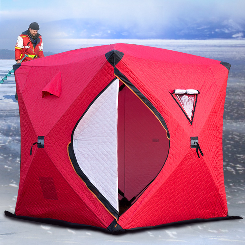 HOT SALE Outdoor Camp Tent Portable Pop up Ice Fishing Tent Square Hiking Insulated Camping Ice Cube Winter Fishing Tent